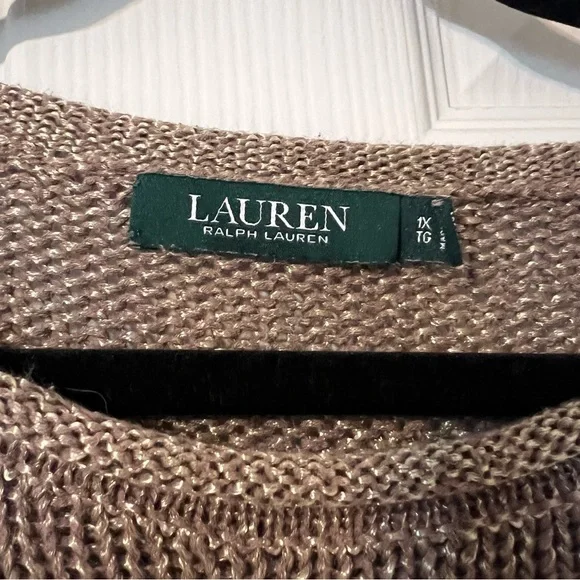 Ralph Lauren Taupe & Gold Knit Sweater - Picture 3 of 7
